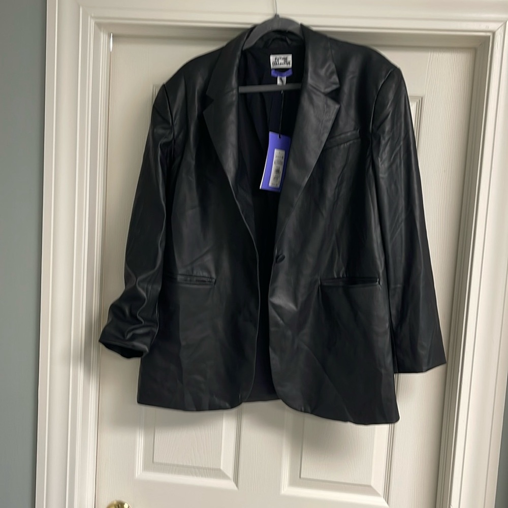 Future collective Faux black leather blazer